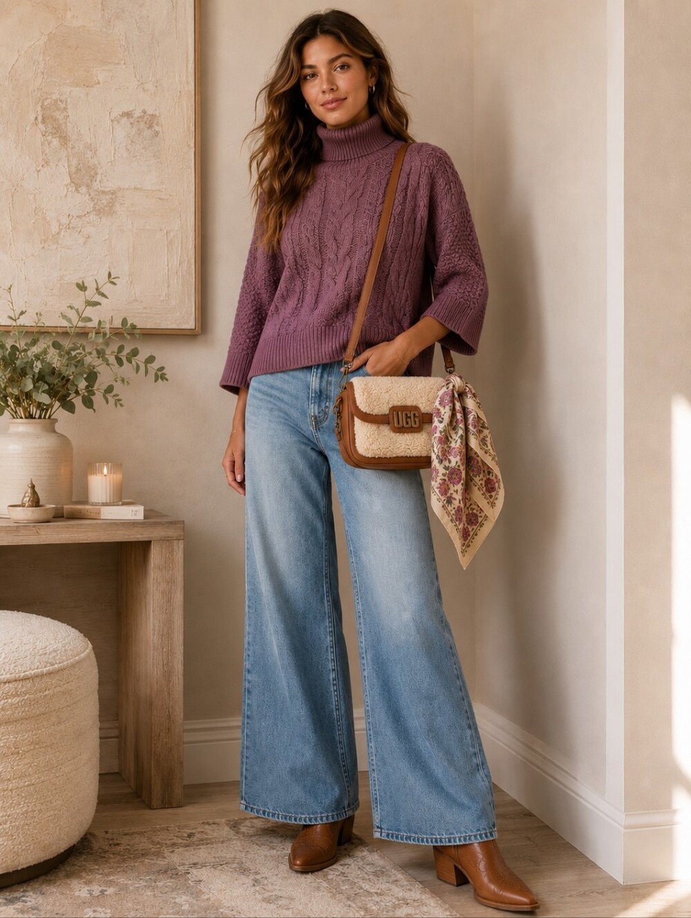 Banana Republic Lavender Purple Cable-Knit Cropped Sweater|Large|EUC - Picture 2 of 9